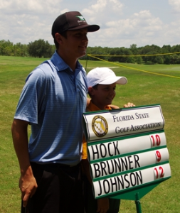 Caleb Johnson knows where he stands after the round Sunday in the 2014 Florida Open.  Photo by Bill Van Smith..JPG